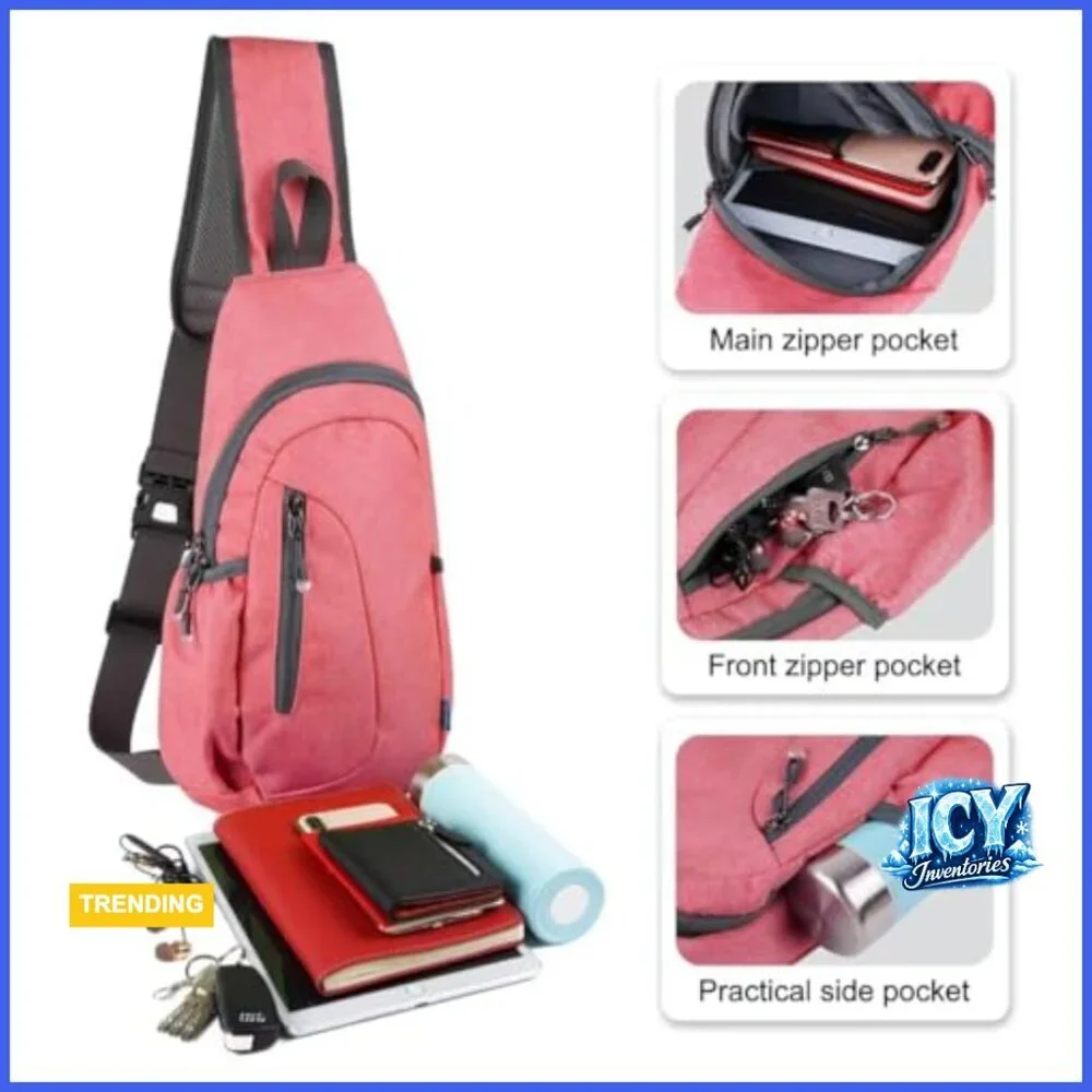 Lightweight Nylon Sling Bag, Crossbody Backpack for Sports and Outdoor